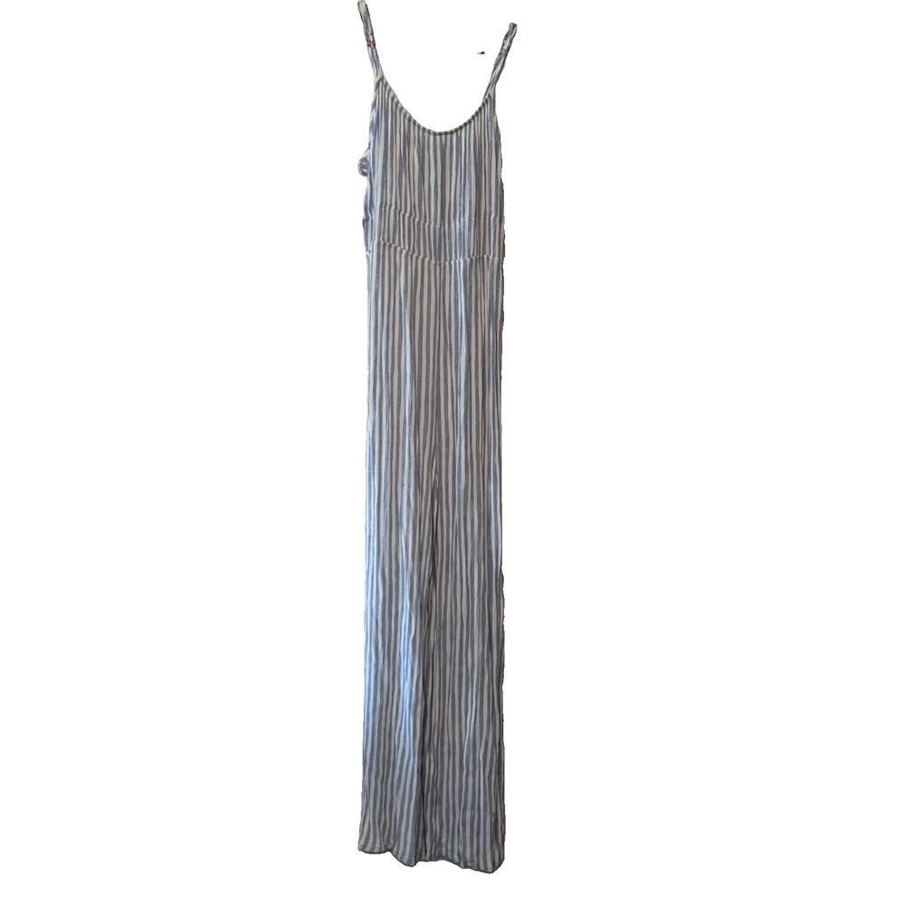 Jolie & Joy Striped Jumpsuit XL Blue White Side Cut Out Summer Wide Leg